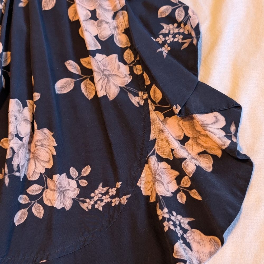 Marissa Webb Faux Wrap Navy And Pink Floral Mini Dress Size 8 Ethereal Boho - Picture 5 of 9
